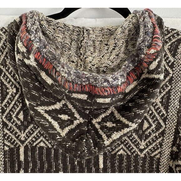 FREE PEOPLE Women Kai Tapestry Cardigan Tassel Tie Front Sz L Taupe Boho 46-14 - Picture 7 of 16